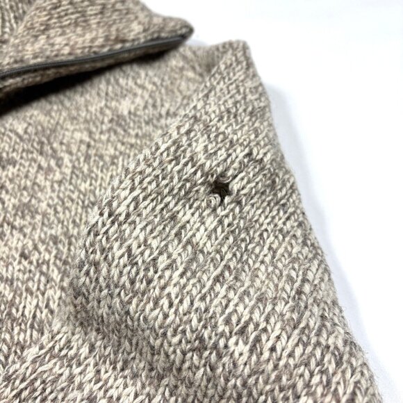 VTG LL Bean Beige Tan Wool Knit Full-Zip Cardigan Grandpa Sweater Mens Med - Picture 9 of 9